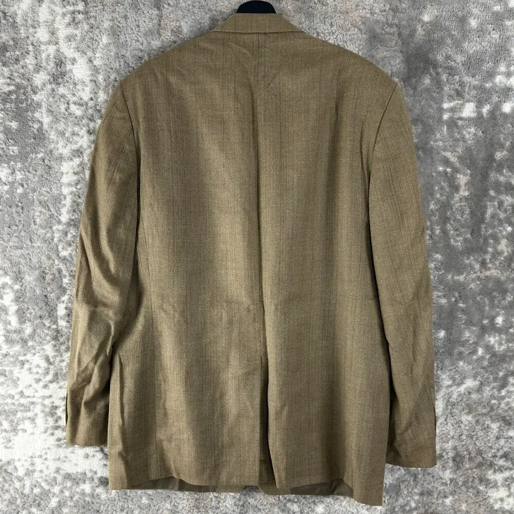 Lauren Ralph Lauren Size 44L Wool Silk Blend Career Blazer Jacket‎ Beige Notched